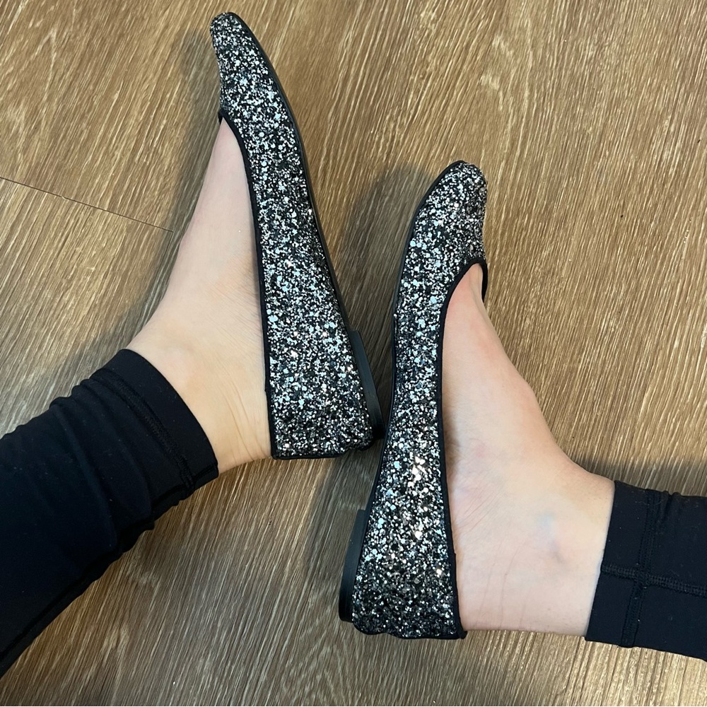 J.Crew Silver Sparkle Glitter Flats
